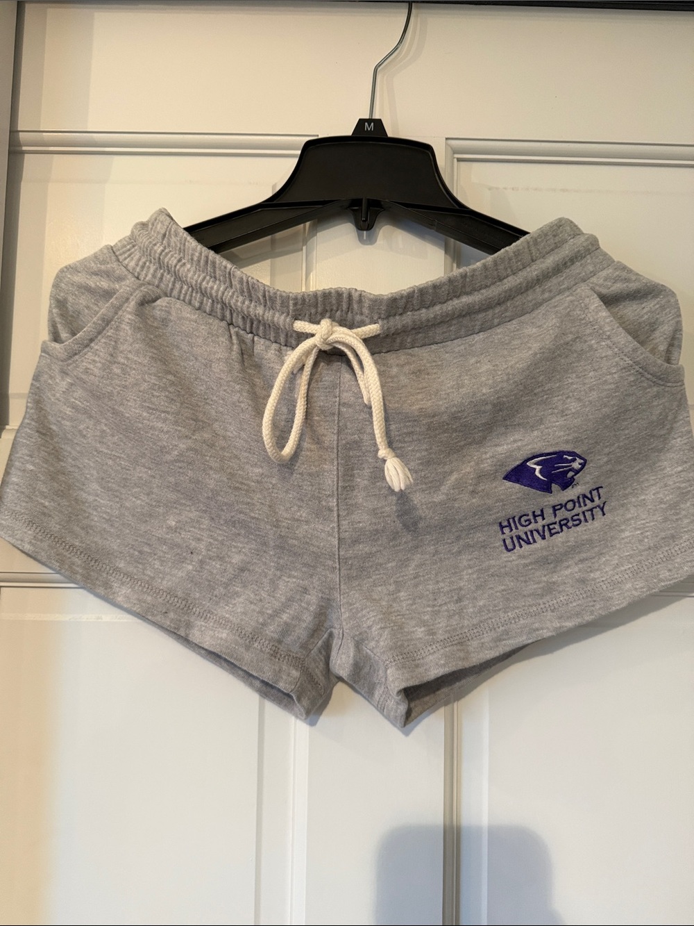 boxercraft Light Gray Fleece Athletic Shorts with Purple Logo
